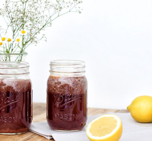 Chia seed kombucha drink with acai und maca root- the power drink of the old incas