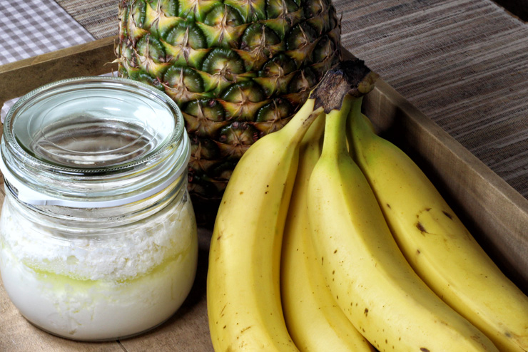 Kefir banana pineapple dessert - a selfmade dream with milk kefir - the ingredients