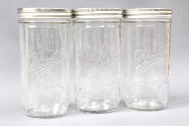 3 Original Mason Ball Jars - 700ml - for fermentation of Kefir, Kraut, vegetables etc.