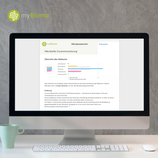 The results of this gut microbiome analysis from MyBioma gives you information about the nature of your microbiome. From this you can draw a lot of conclusions about digestive processes and causes of illnesses, malaise and much more. be made.