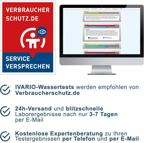 Do you want to test or analyze the quality of your drinking water / tap water? With this water analysis set, you can have your water examined for 50 possible pollutants and get certainty about your water quality.